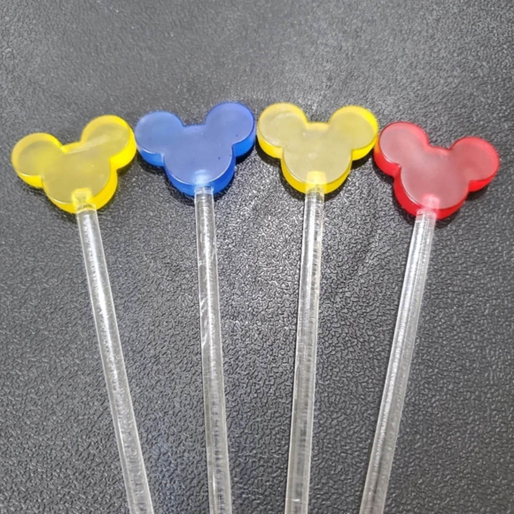Disney Mickey Mouse Head Swizzle Sticks Stirrers Vintage L👀K Barware